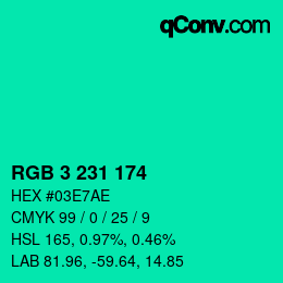 カラーコード: RGB 3 231 174 | qconv.com
