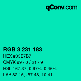 Color code: RGB 3 231 183 | qconv.com