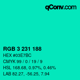 Color code: RGB 3 231 188 | qconv.com