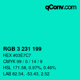 カラーコード: RGB 3 231 199 | qconv.com
