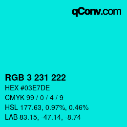 Color code: RGB 3 231 222 | qconv.com