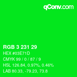Color code: RGB 3 231 29 | qconv.com