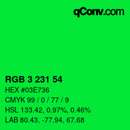 Color code: RGB 3 231 54 | qconv.com