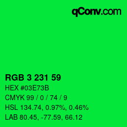 Color code: RGB 3 231 59 | qconv.com