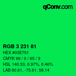 Color code: RGB 3 231 81 | qconv.com