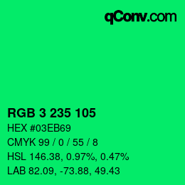 Color code: RGB 3 235 105 | qconv.com