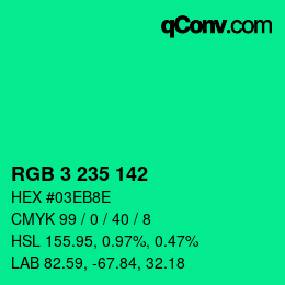 Farbcode: RGB 3 235 142 | qconv.com