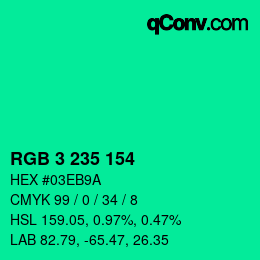 カラーコード: RGB 3 235 154 | qconv.com