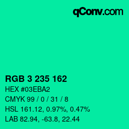 カラーコード: RGB 3 235 162 | qconv.com
