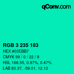 Color code: RGB 3 235 183 | qconv.com