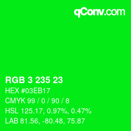 Color code: RGB 3 235 23 | qconv.com