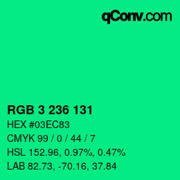 カラーコード: RGB 3 236 131 | qconv.com