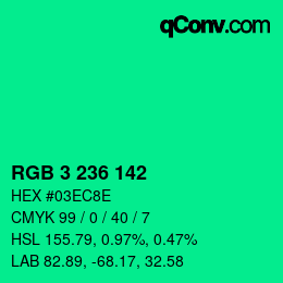 Color code: RGB 3 236 142 | qconv.com