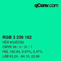 Color code: RGB 3 236 162 | qconv.com