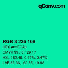Color code: RGB 3 236 168 | qconv.com