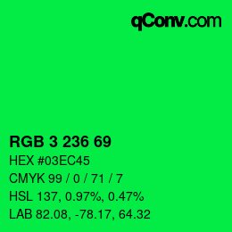 Farbcode: RGB 3 236 69 | qconv.com