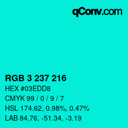 Farbcode: RGB 3 237 216 | qconv.com