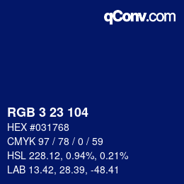 Color code: RGB 3 23 104 | qconv.com