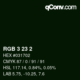 カラーコード: RGB 3 23 2 | qconv.com