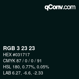 カラーコード: RGB 3 23 23 | qconv.com