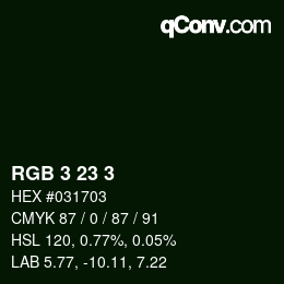 Color code: RGB 3 23 3 | qconv.com