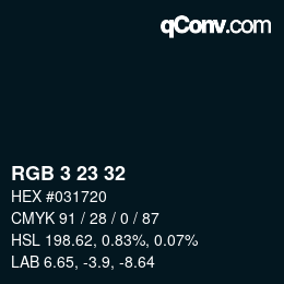 Color code: RGB 3 23 32 | qconv.com