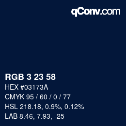 Color code: RGB 3 23 58 | qconv.com