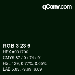 颜色代码: RGB 3 23 6 | qconv.com