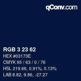 Color code: RGB 3 23 62 | qconv.com
