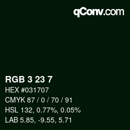 颜色代码: RGB 3 23 7 | qconv.com