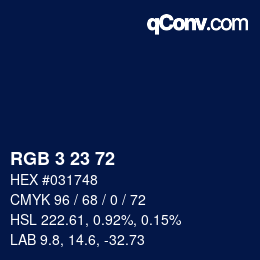 Color code: RGB 3 23 72 | qconv.com