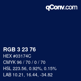 カラーコード: RGB 3 23 76 | qconv.com