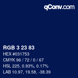 カラーコード: RGB 3 23 83 | qconv.com