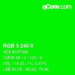 Color code: RGB 3 240 0 | qconv.com