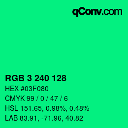 Color code: RGB 3 240 128 | qconv.com