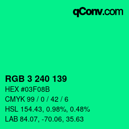 Color code: RGB 3 240 139 | qconv.com