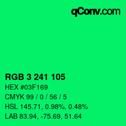 カラーコード: RGB 3 241 105 | qconv.com