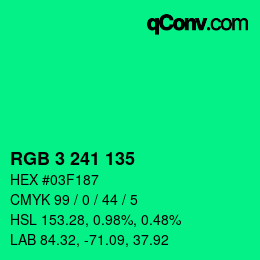 Color code: RGB 3 241 135 | qconv.com