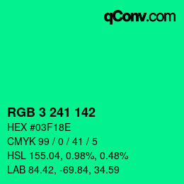 Color code: RGB 3 241 142 | qconv.com