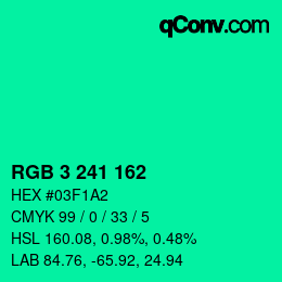 カラーコード: RGB 3 241 162 | qconv.com