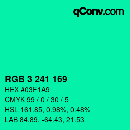 Color code: RGB 3 241 169 | qconv.com