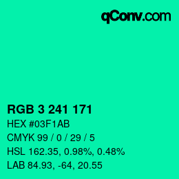 Color code: RGB 3 241 171 | qconv.com
