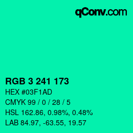 Color code: RGB 3 241 173 | qconv.com