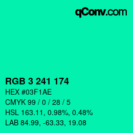 Color code: RGB 3 241 174 | qconv.com