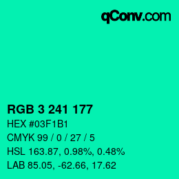 Color code: RGB 3 241 177 | qconv.com