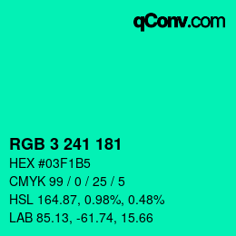 Color code: RGB 3 241 181 | qconv.com