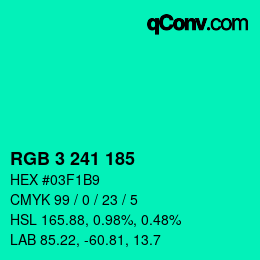 Color code: RGB 3 241 185 | qconv.com