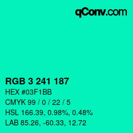カラーコード: RGB 3 241 187 | qconv.com