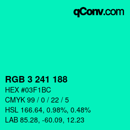 Color code: RGB 3 241 188 | qconv.com