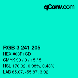 Color code: RGB 3 241 205 | qconv.com